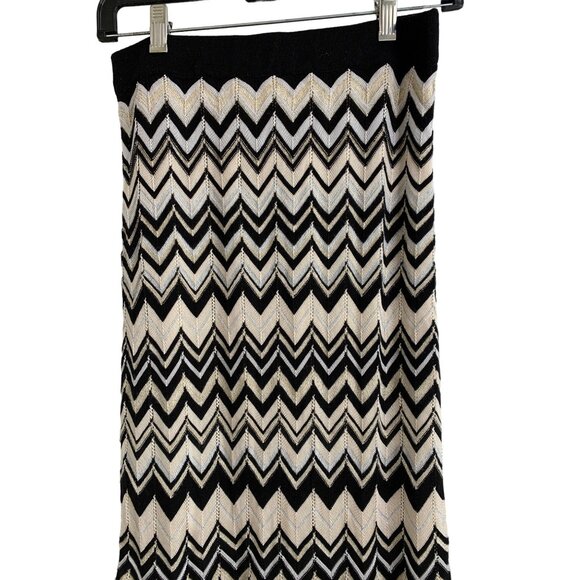 WHBM Chevron Metalic Maxi Skirt Elastic Pull On Lined Size Small EUC 7075 - Picture 4 of 8